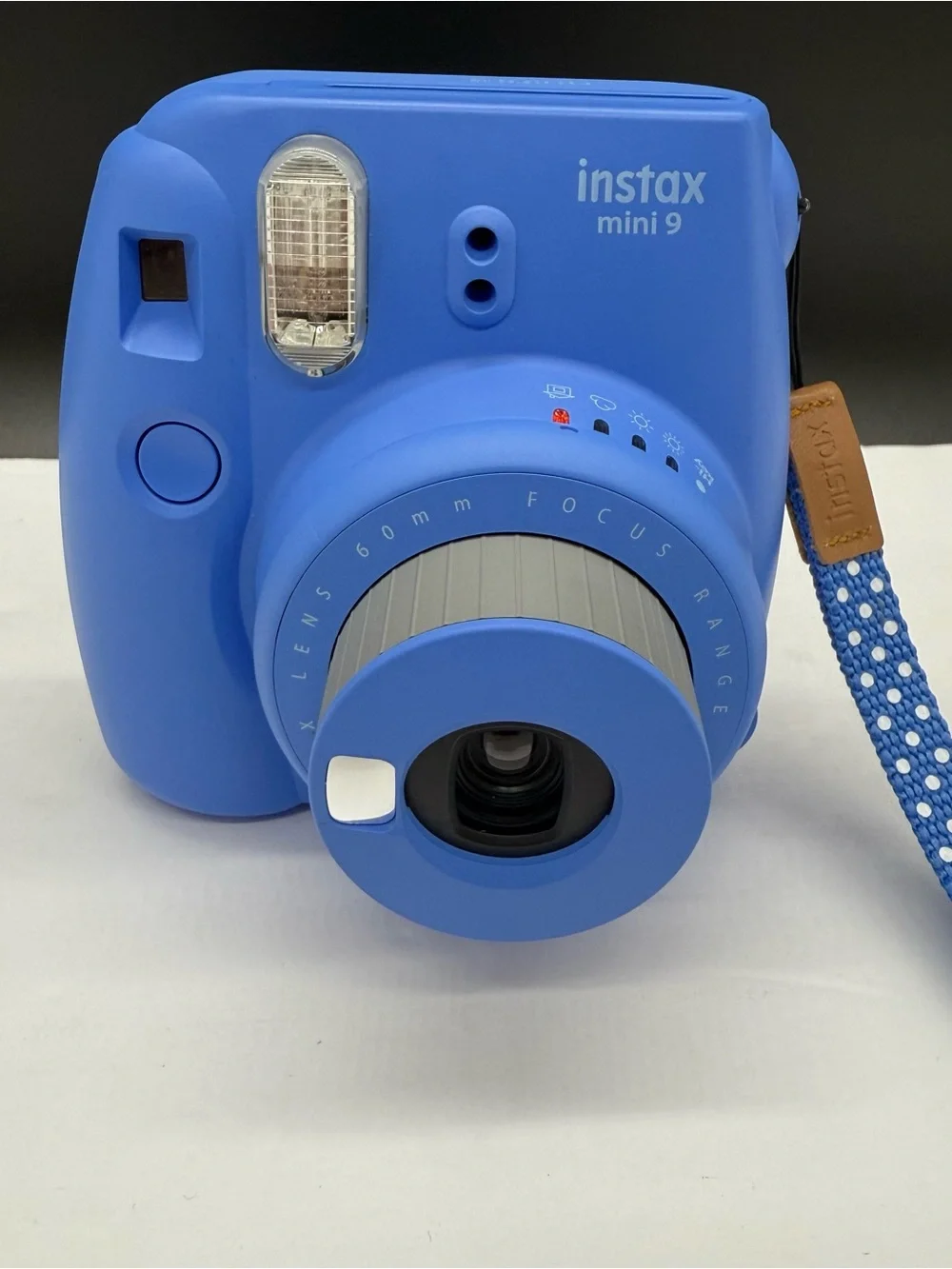 Fujifilm Instax Mini 9 Instant Camera - Cobalt Blue with Wrist Strap Like New
